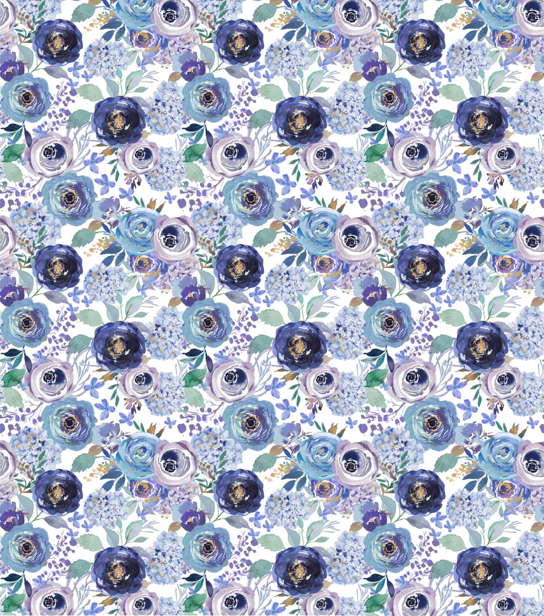 Suzanne Nicoll Blue Peacock Floral No.2 Cotton Fabric